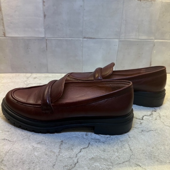 Madewell Woman 9.5 Leather Loafer Brown Bradley Chunky Lug Sole Block Heel Shoe - Picture 7 of 13
